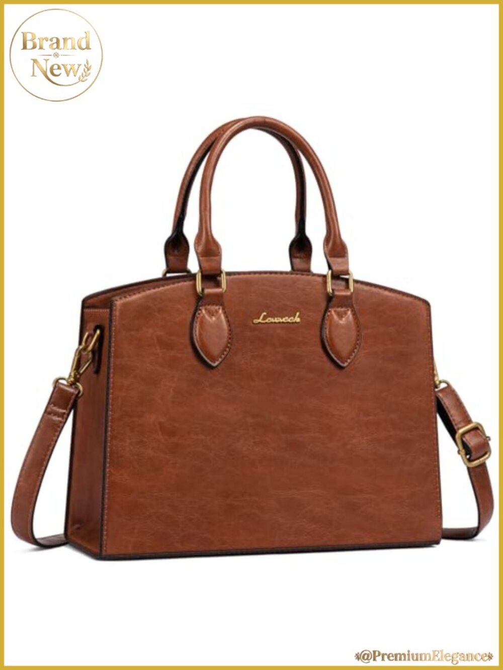 Vintage PU Leather Satchel Tote Shoulder Bag Women Work Travel